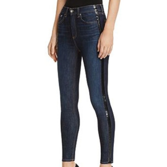 rag & bone Denim - rag and bone Stripe High-Rise Ankle Skinny Jeans